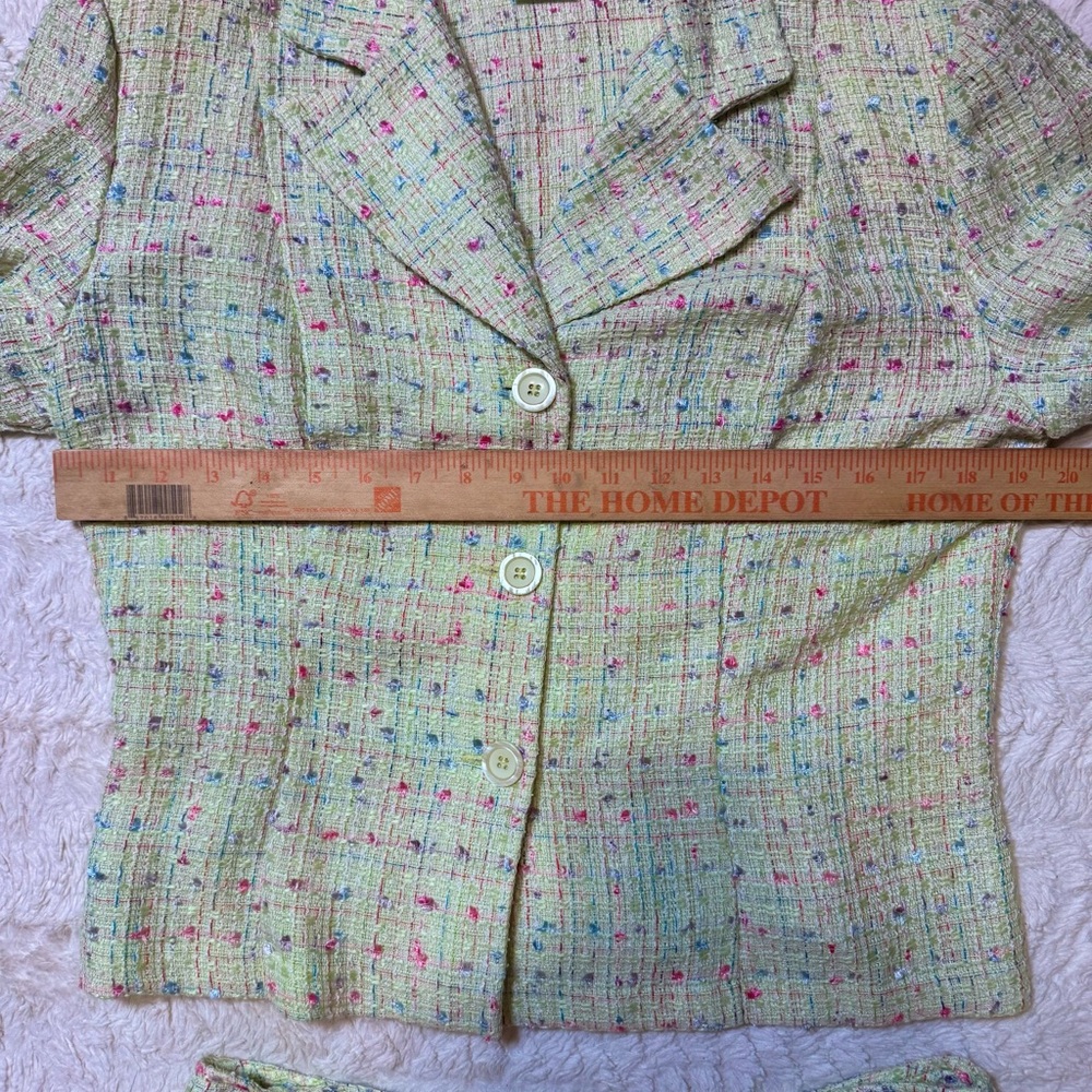 Vintage Breakin’ Loose Tweed 2-Piece Skirt Suit 15/16Yellow Pastel NWT Deadstock - Picture 8 of 12
